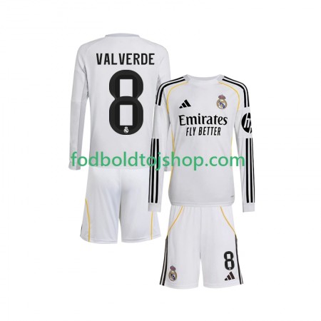 Real Madrid Valverde 8 Børn Hjemme Fodboldsæt 2025-26 L/S (+ Korte bukser)